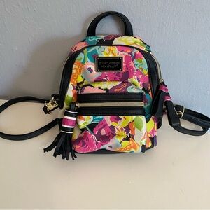 Betsy Johnson Floral Mini Backpack Crossbody Purse